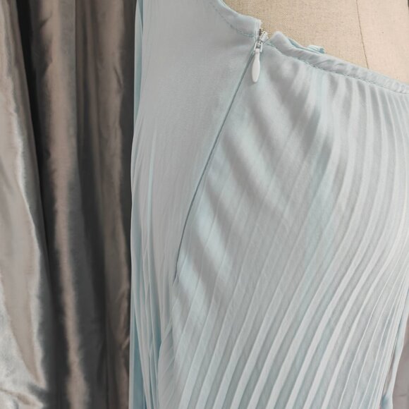 A.L.C. Moira Matte Women's Blue Polyester Fully Lined Halter Neck Pleated Cut-Ou - Picture 7 of 12